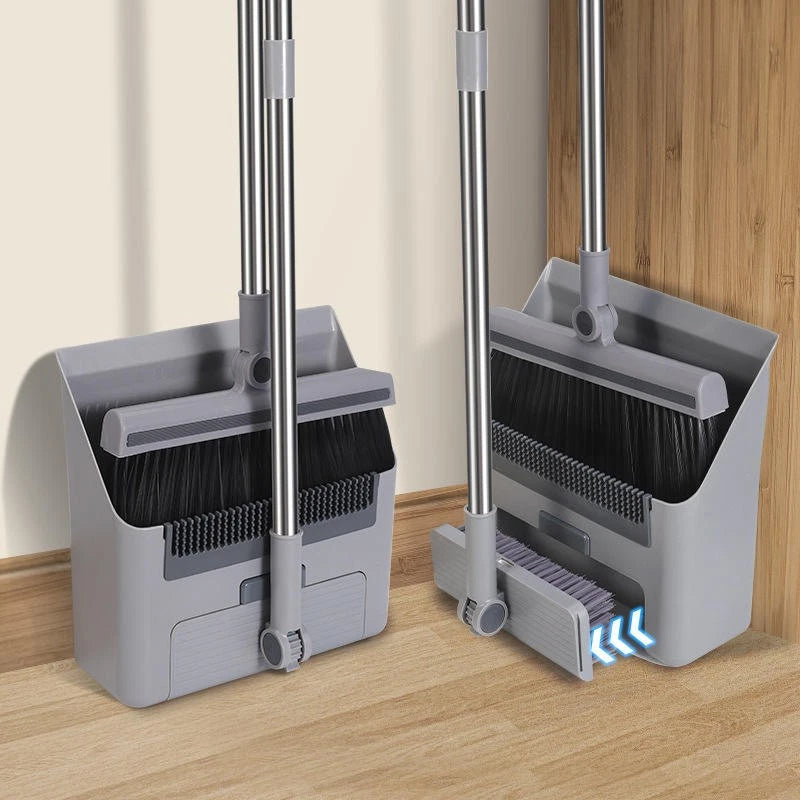 3 in 1 Home Cleaning Floor Foldable Broom and Dustpan Set Push Broom Long Handle