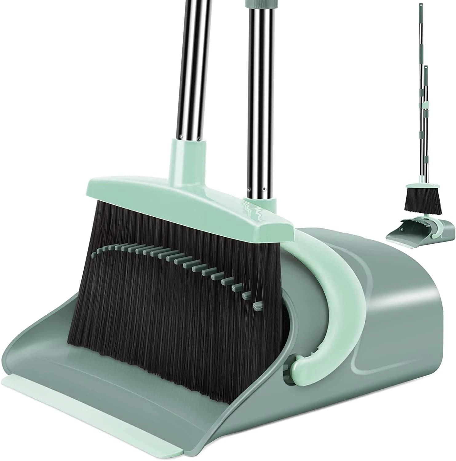 Broom and Dustpan Set for Home, Dust Pan with Long Handle, Broom