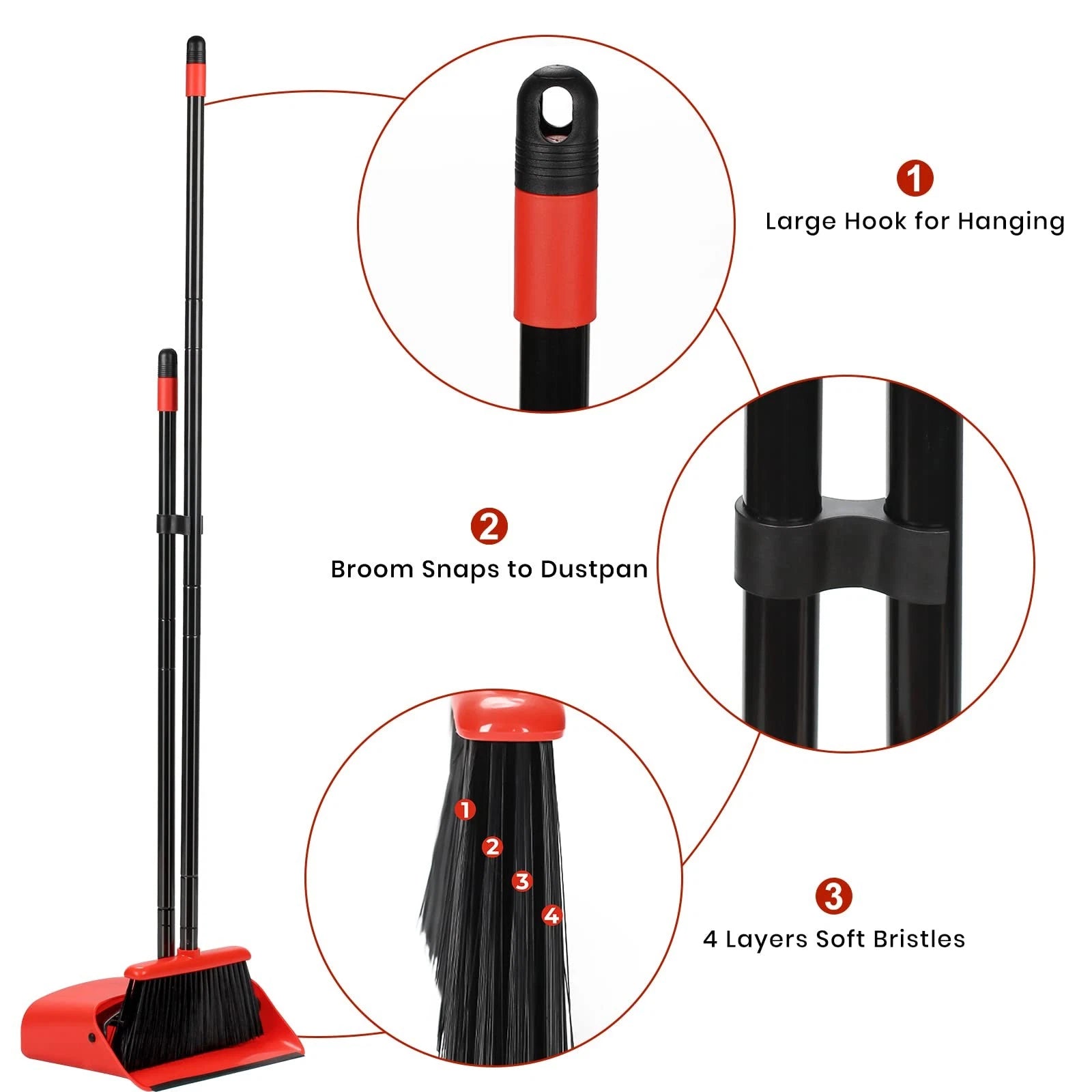Broom and Dustpan Set 52 inch Broom and Dust Pan Combo for Home Cleaning