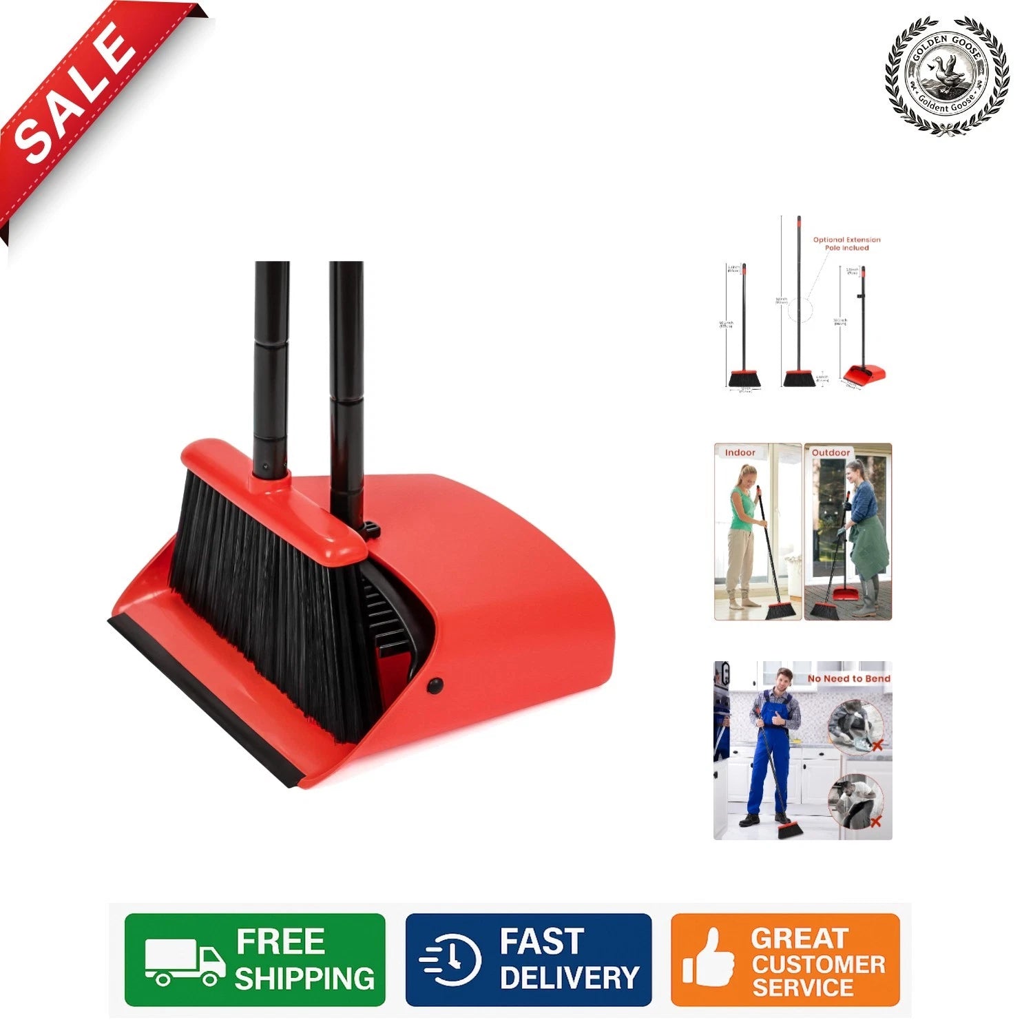 Elegant 52-Inch Broom and Dustpan Set: Perfect for Effortless Home Cleaning