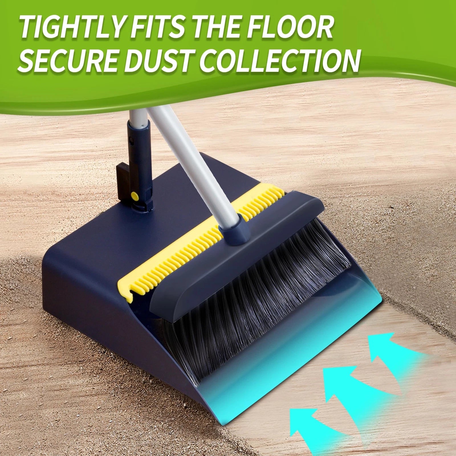 Broom And Dustpan Set Long Handled Adjustable Dustpan And Brush With Comb Teeth