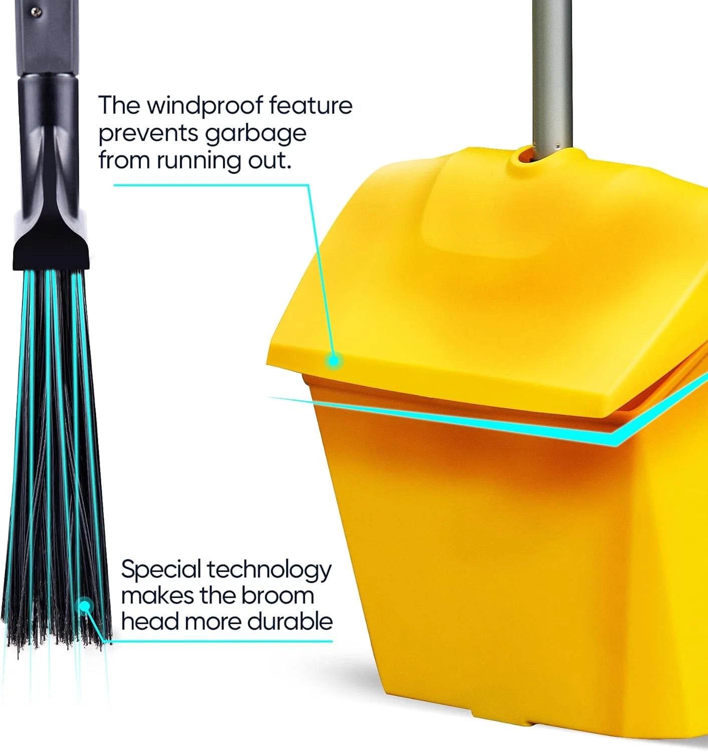 Commercial Broom and Dustpan Set with Windproof Cover Commercial Outdoor Indoor