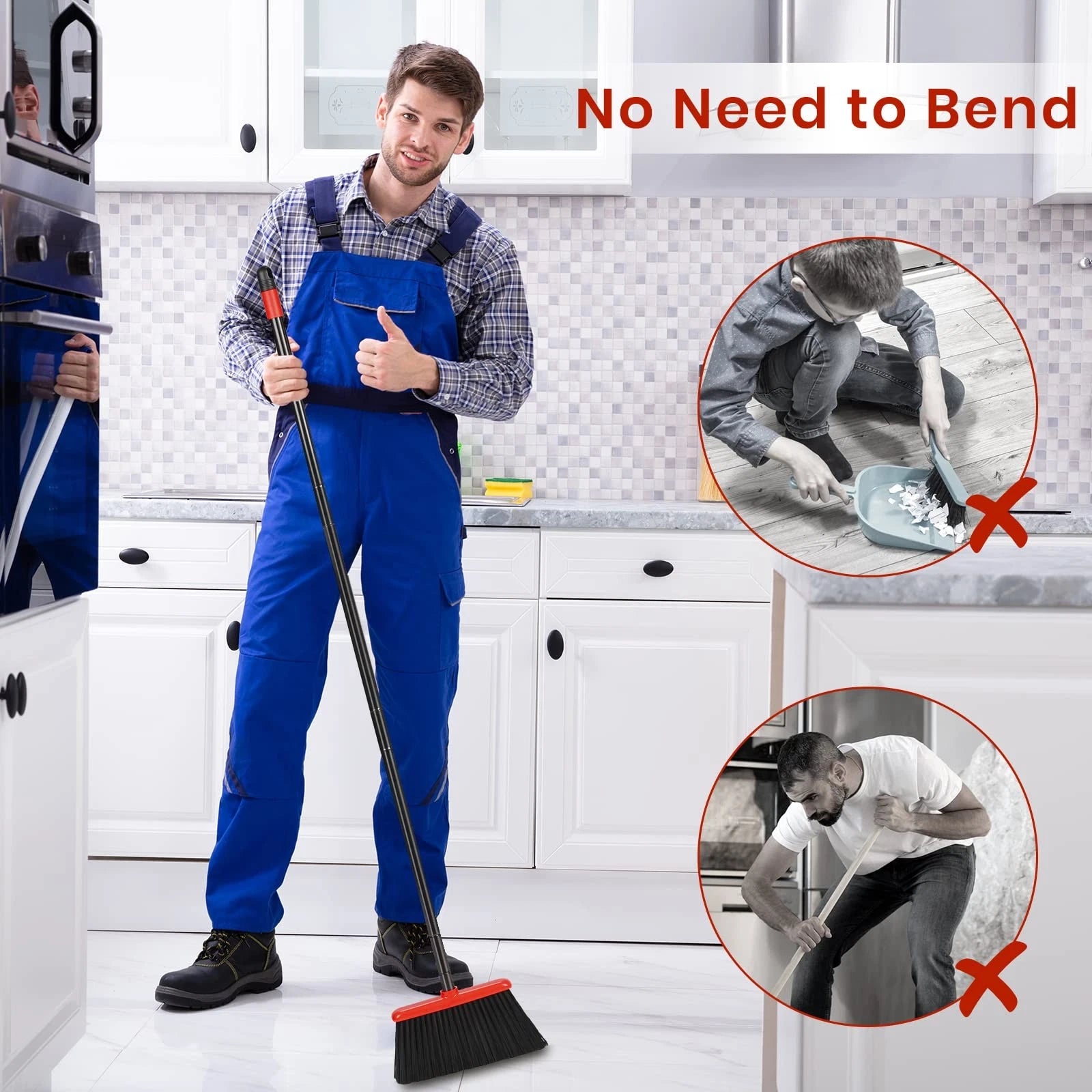 Broom and Dustpan Set 52 inch Broom and Dust Pan Combo for Home Cleaning