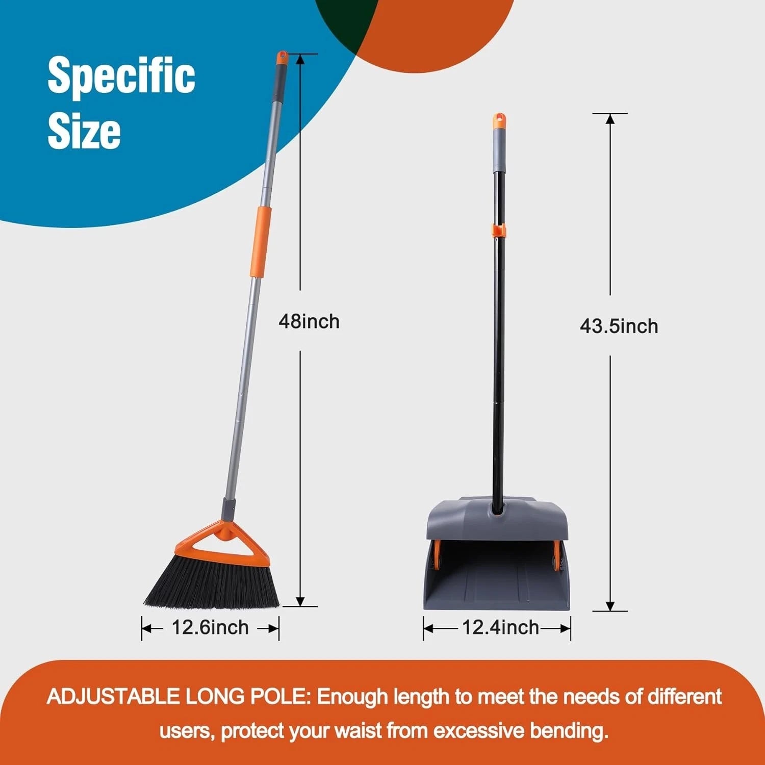 Heavy Duty Broom with Dustpan Combo Set Indoor and Outdoor Dual Purpose,Stiff...