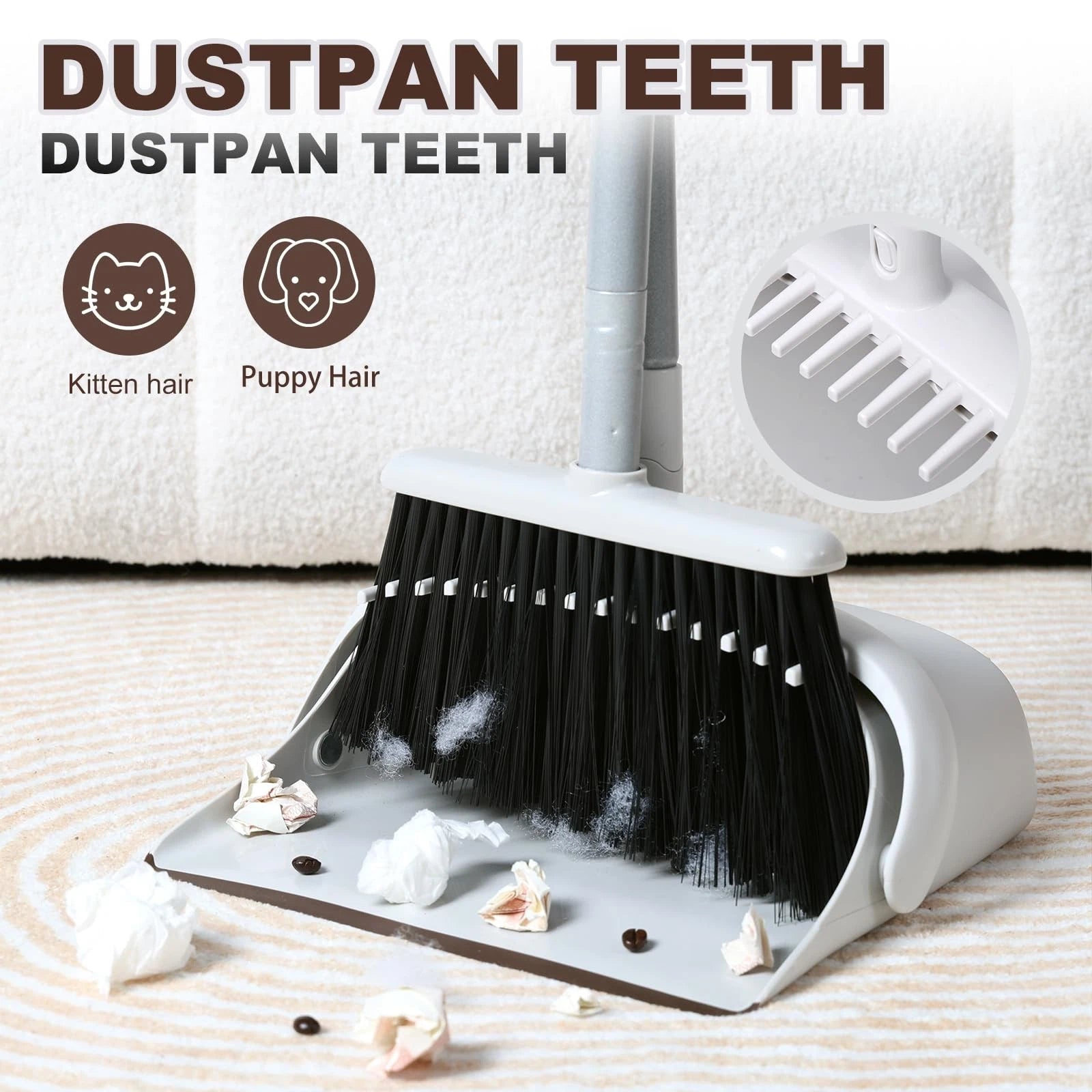 54" Long Handled Broom and Dustpan Set - Perfect Dust Pan and Brush Combo for...