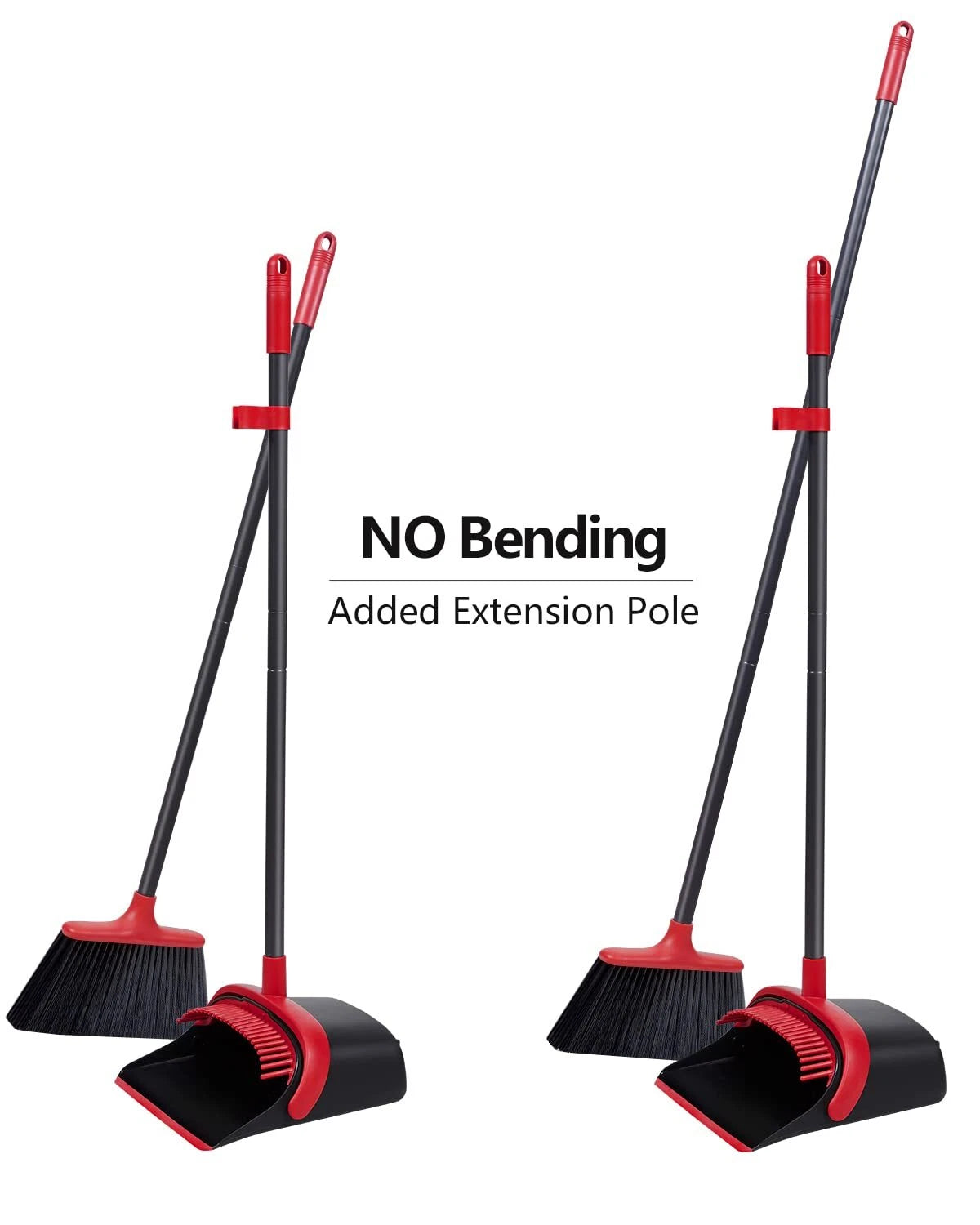 Broom and Dustpan Set for Home, Upgraded 52’’ Long Handle Broom with Dustpan Com