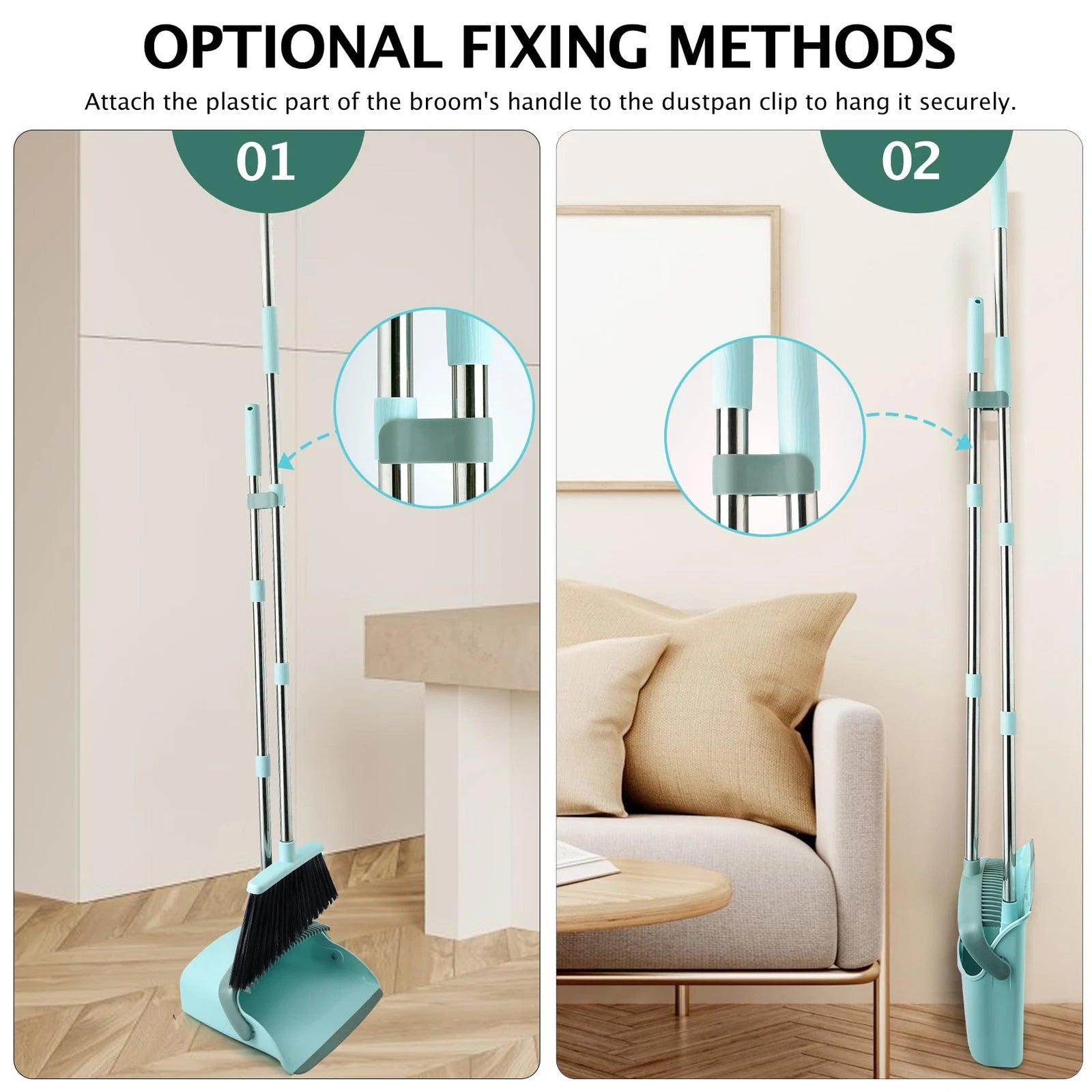 Broom and Dustpan Set Dustpans with Broom Combo for Home Heavy Dust Broom and...