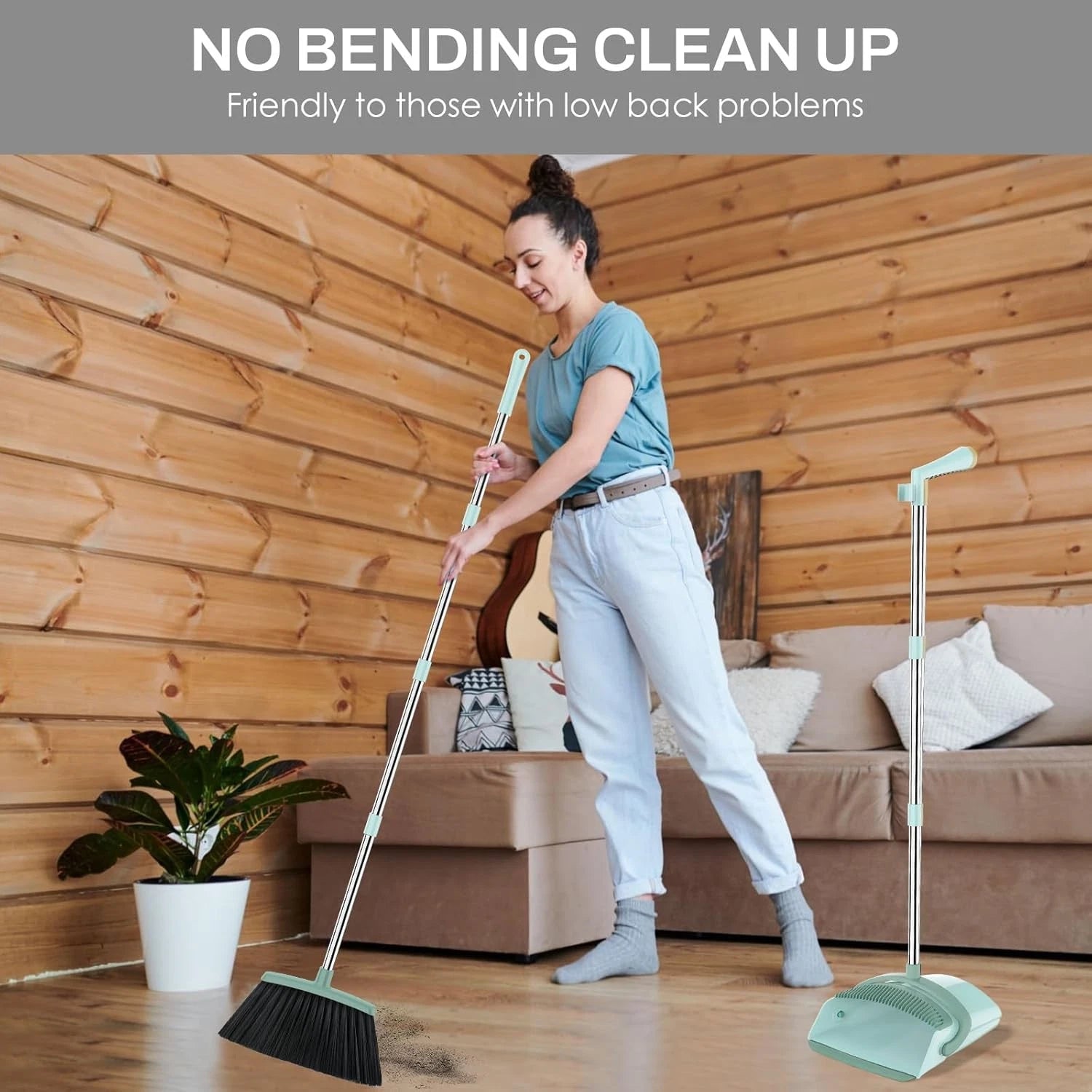 Broom and Dustpan Set 51 Long Handle