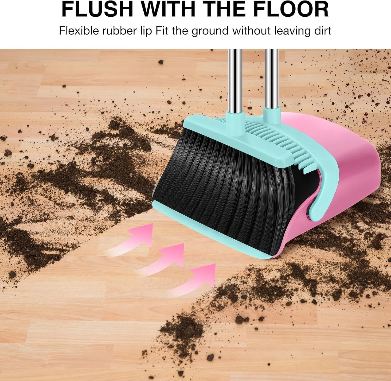 Broom dustpan set, adjustable handle broom dustpan combination