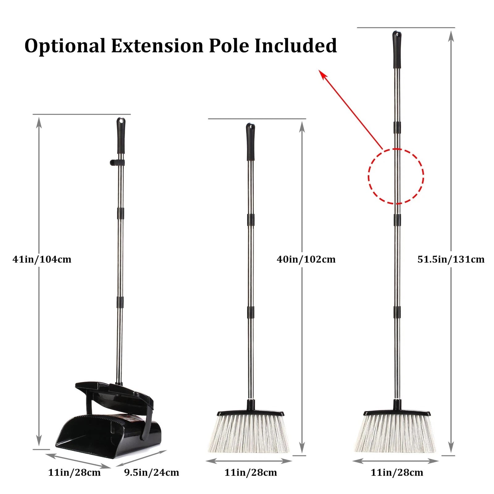 Broom and Dustpan Set for Home with Lid Indoor Upright and Combo Long Handle