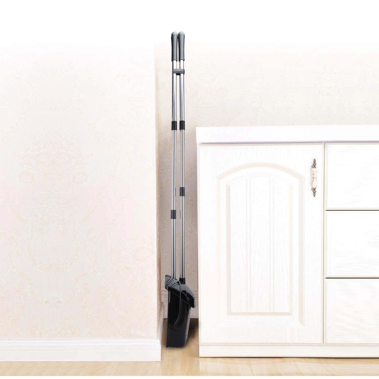Broom and Dustpan Set for Home with Lid Indoor Upright Dustpan Broom and Dust...