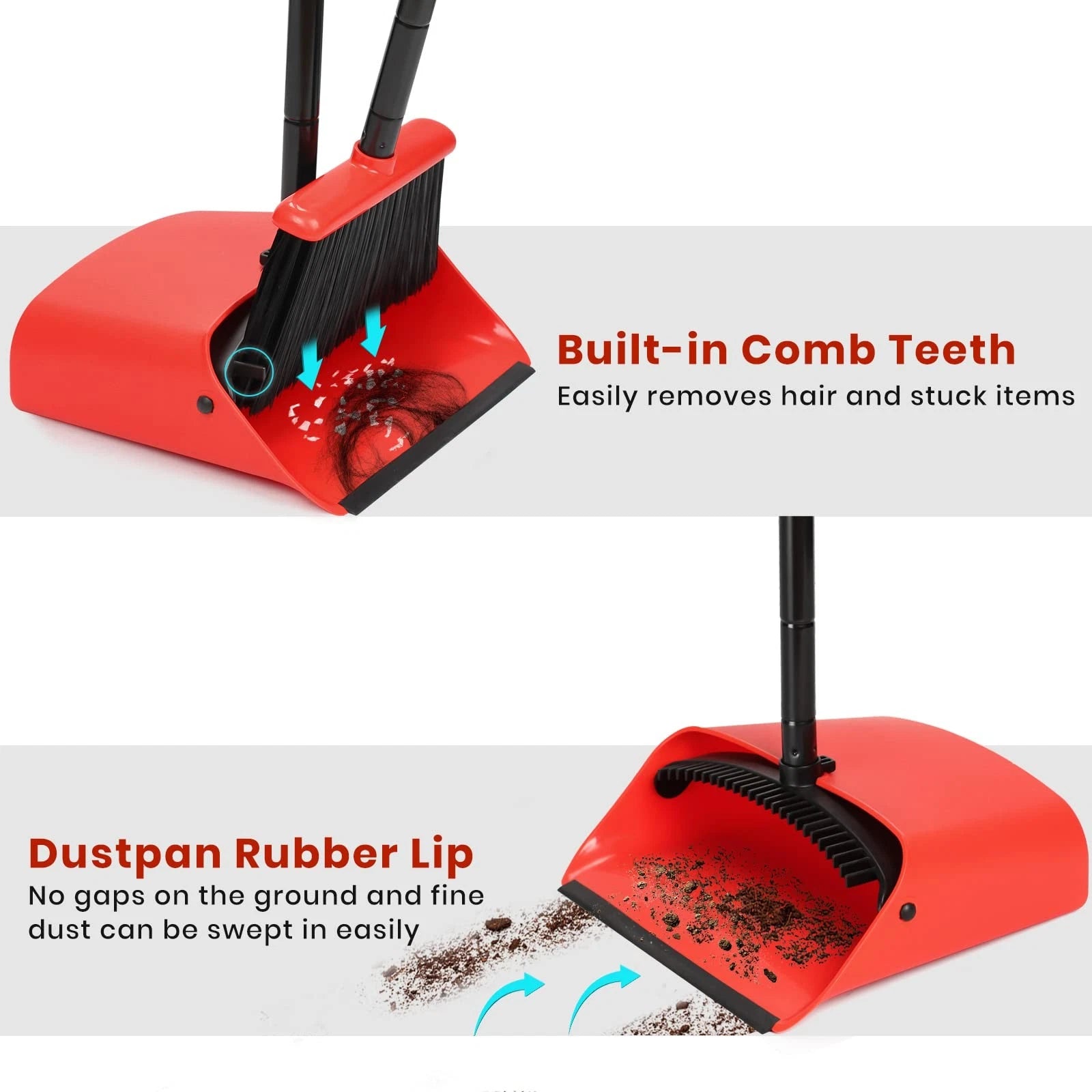 Broom and Dustpan Set 52 inch Broom and Dust Pan Combo for Home Cleaning