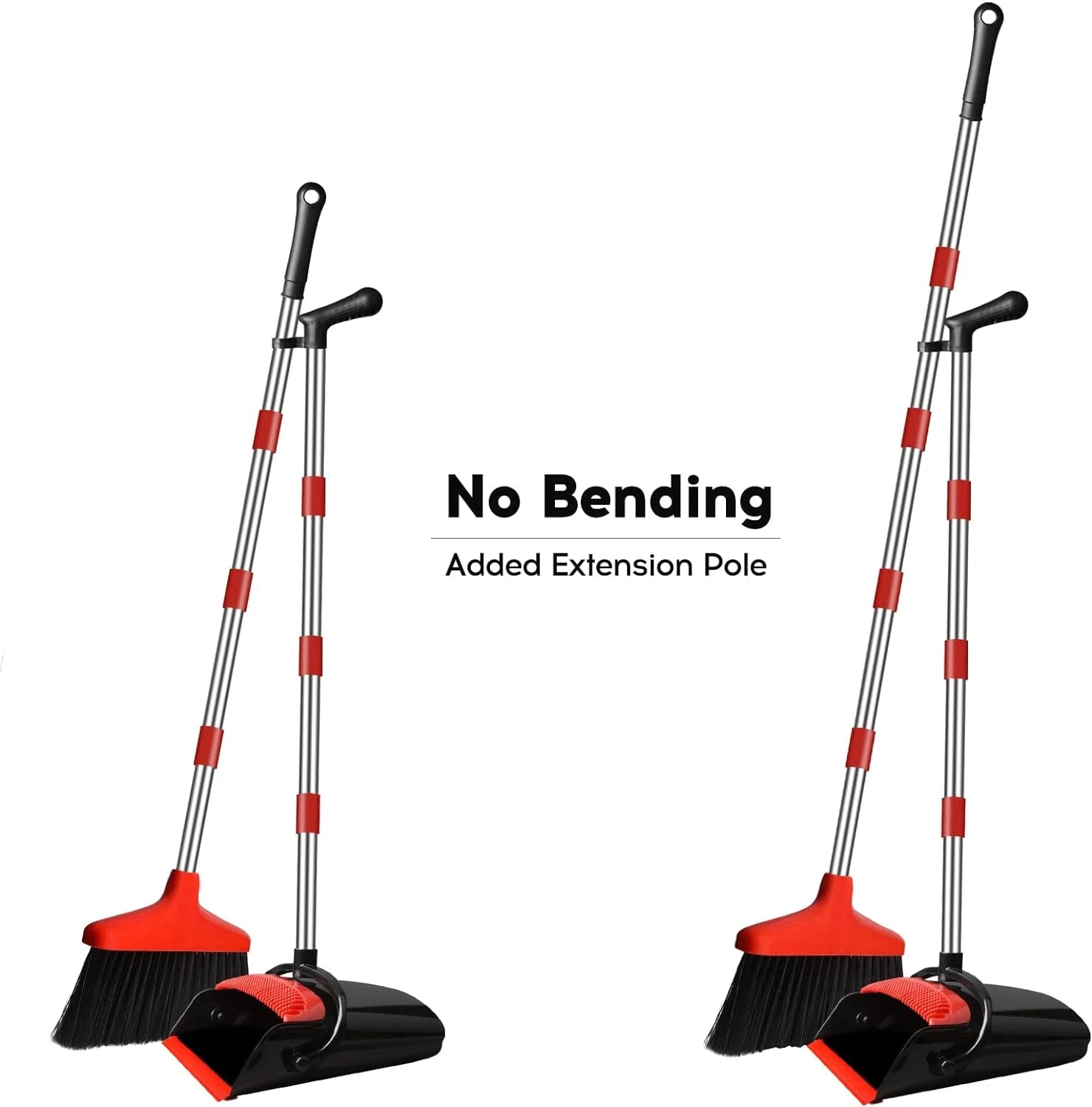 Broom and Dustpan Set for Home, Upright 55" Long Handle Broom with Dustpan Combo