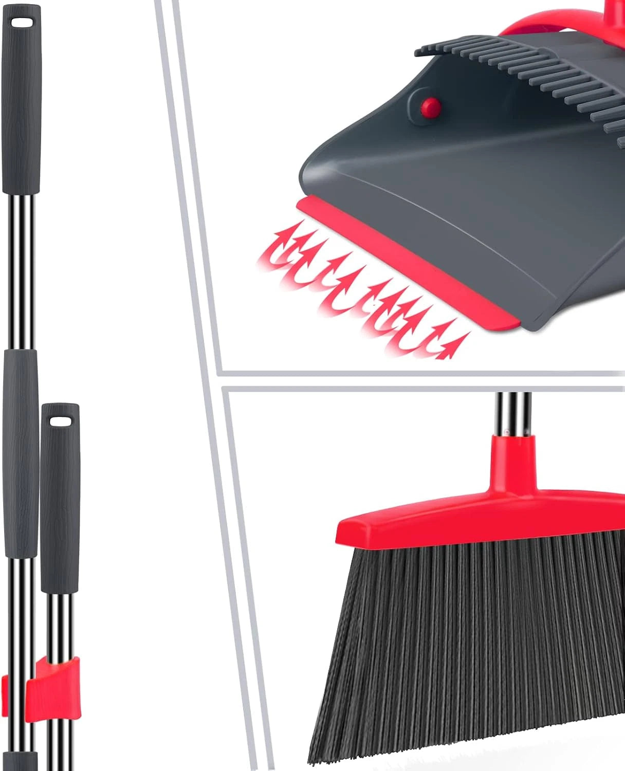Broom with Dustpan Combo Set, Broom and Dust Pan, Long Handle Broom and Dustpan