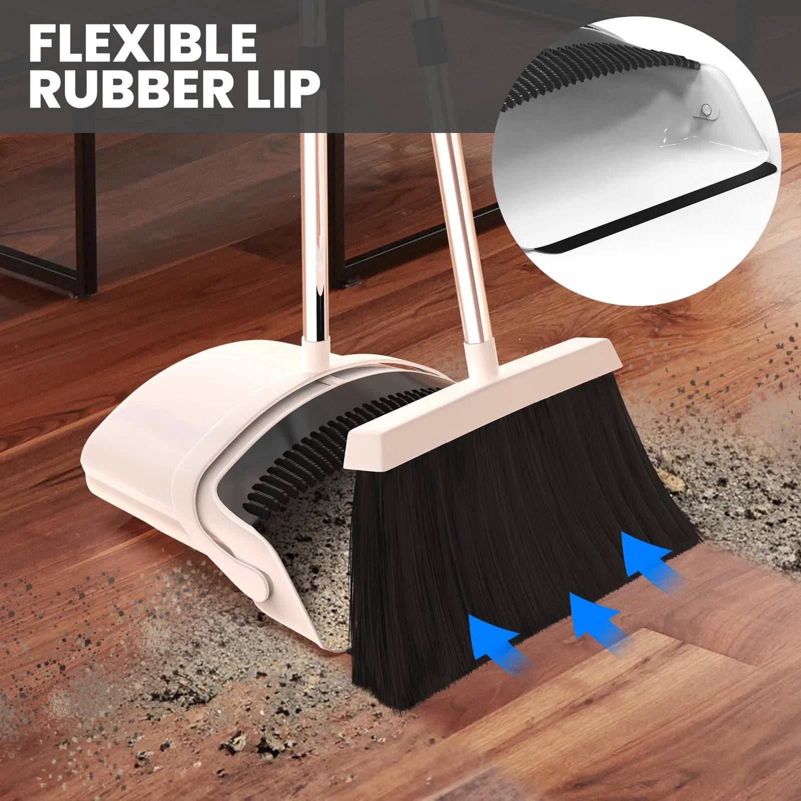 ,Broom and Dustpan Set for Home - Premium Long Handled Broom Dustpan Combo - ...