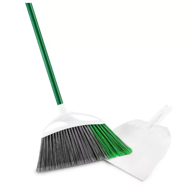 Heavy-Duty Libman 15 in. Angle Broom with Extra-Wide Sweep and Dustpan Set