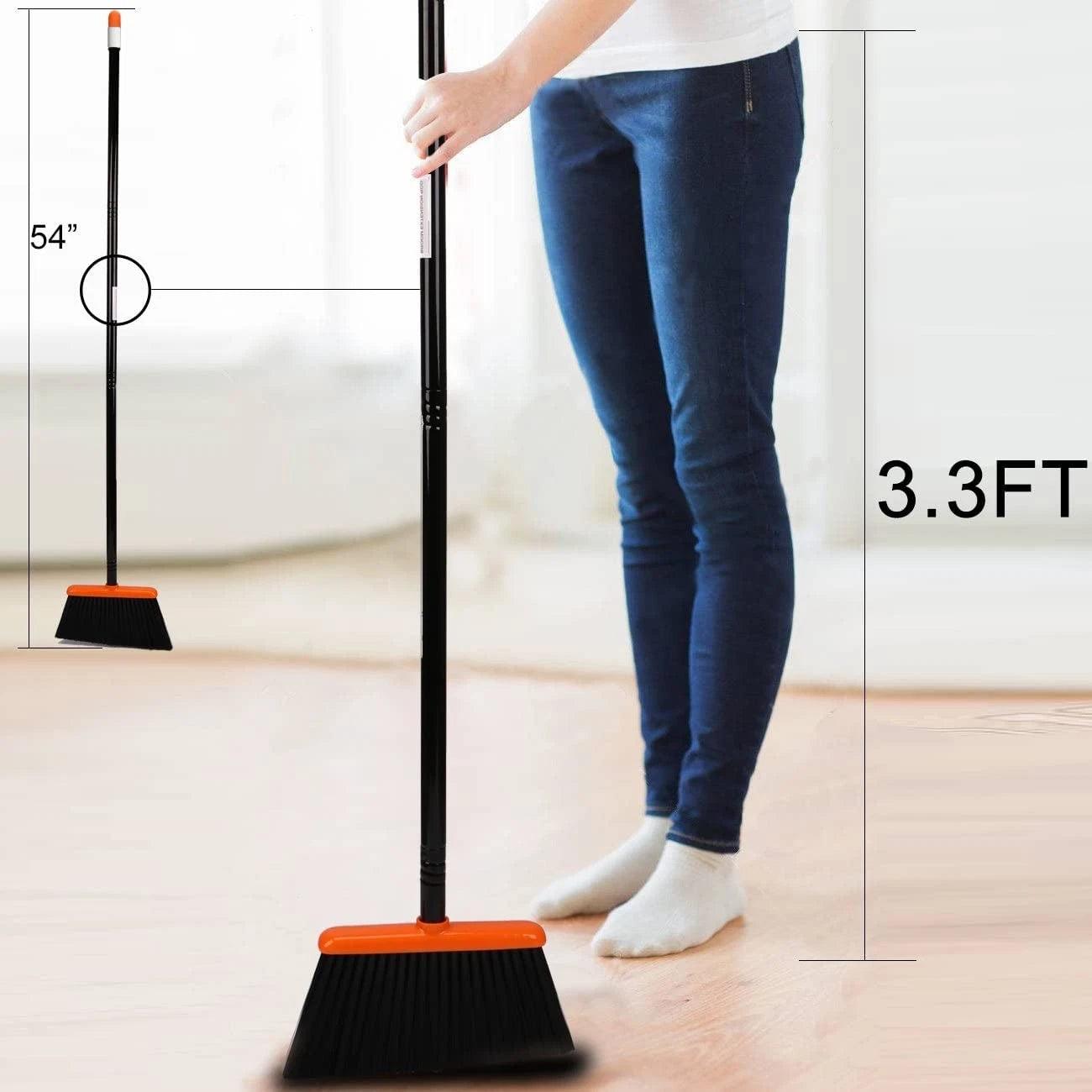 Broom and Dustpan Set with 52" Long Handle for Home Kitchen Room Office Lobby...