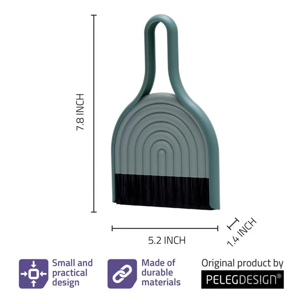 DustArch - Mini Dustpan and Brush Set Small and Broom with Modern Charm Handheld
