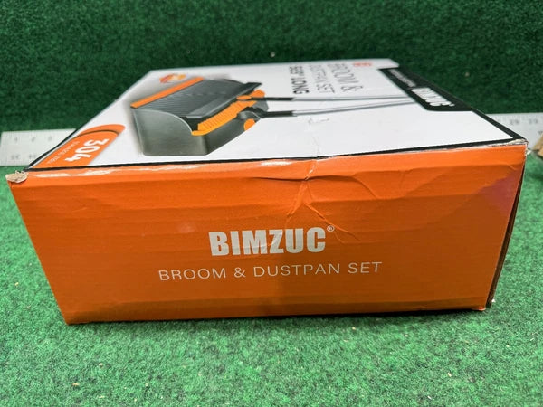 BIMZUC Broom and Dustpan Set for Home, Steel Dust Pan with 56.9" Long