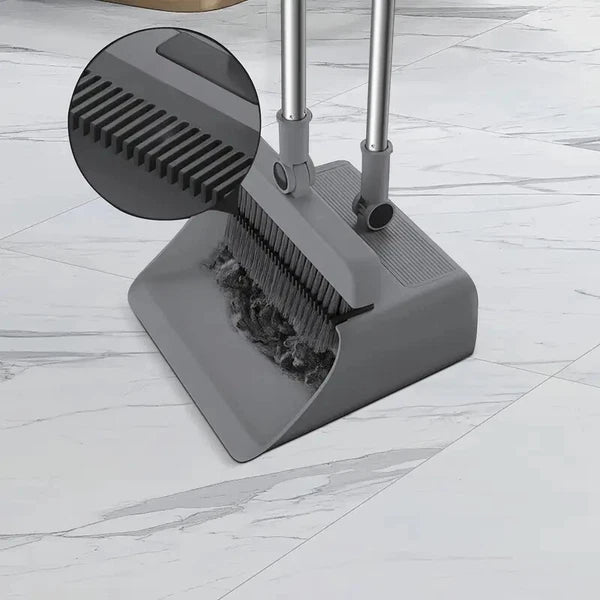 3-in-1 Broom & Dustpan Set with Long Handle - Home Cleaning Tools Sturdy Comb