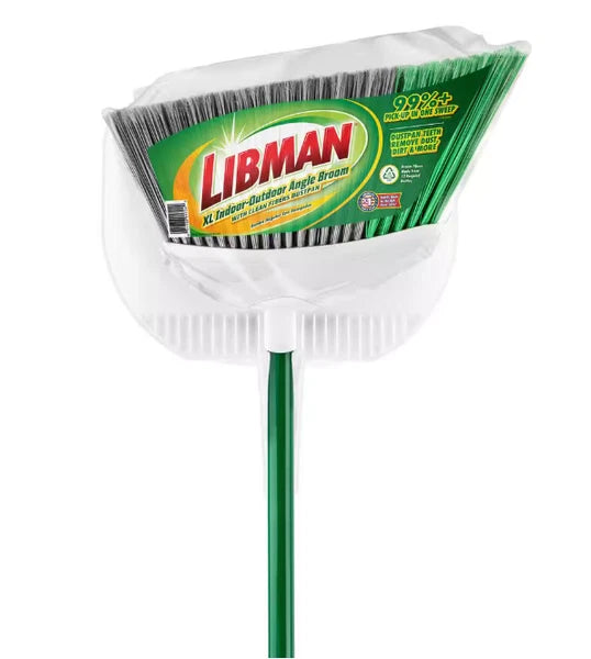 Libman 15 in. Extra-Large Precision Angle Broom with Dustpan and Steel Handle
