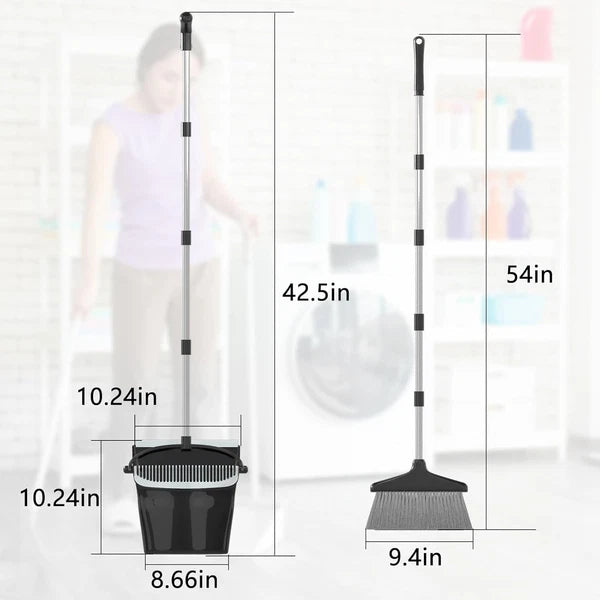 Broom and dustpan combination set (54 inches) long handle household dustpan