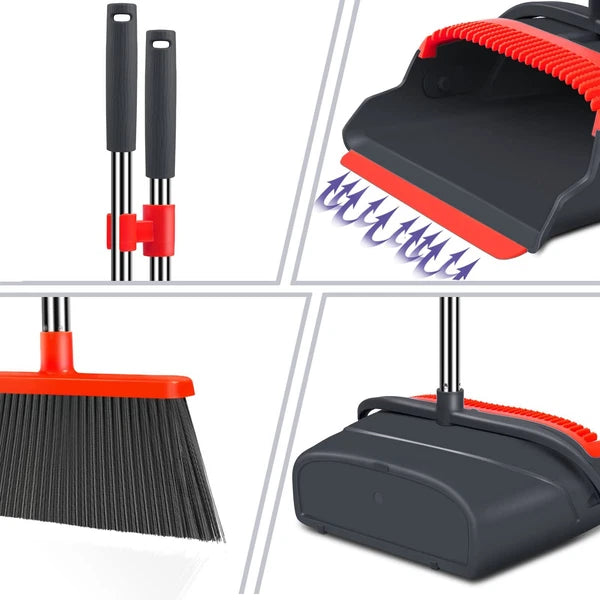 Broom and Dustpan Set for Home Stand Up Broom and Dustpan Combo for Office In...