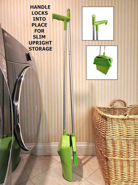 Broom and Dustpan Set for Home, Angled Broom and Upright Dustpan with Extendable
