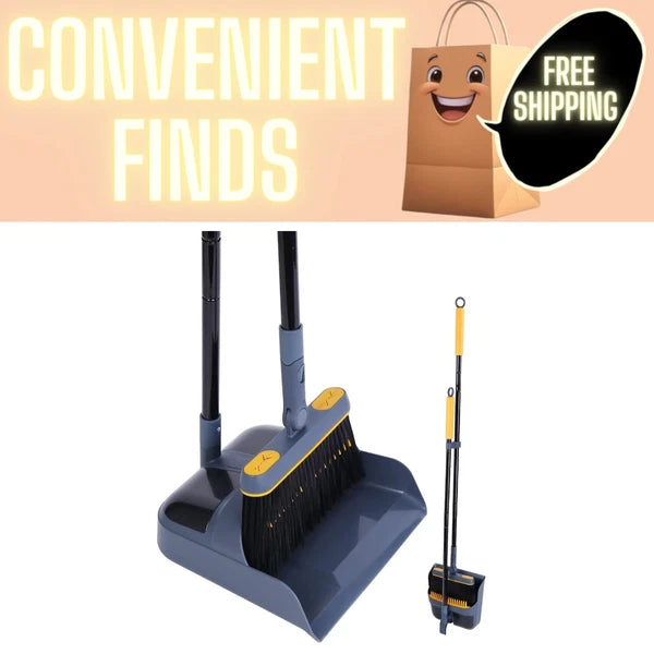 Broom and Dustpan Set for Home, 54 Inches Long Handle Lightweight 180 Degree ...