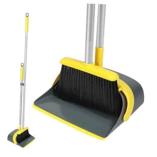 Broom and Dustpan Set with 54 Inch Long Handle - Perfect Dust Pan and Brush
