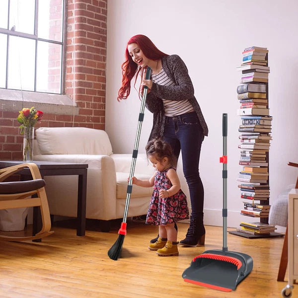 Broom and Dustpan Set for Home Stand Up Broom and Dustpan Combo for Office In...