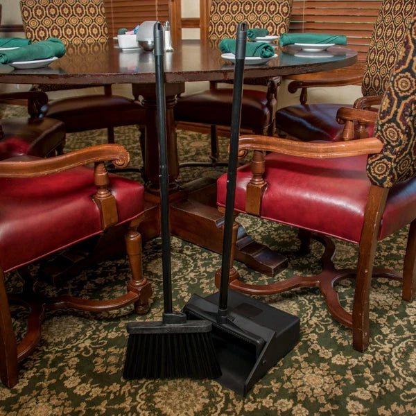 Duo-Pan Lobby Broom and Dustpan Set – 36" Upright Broom with 2-Piece Handle a...