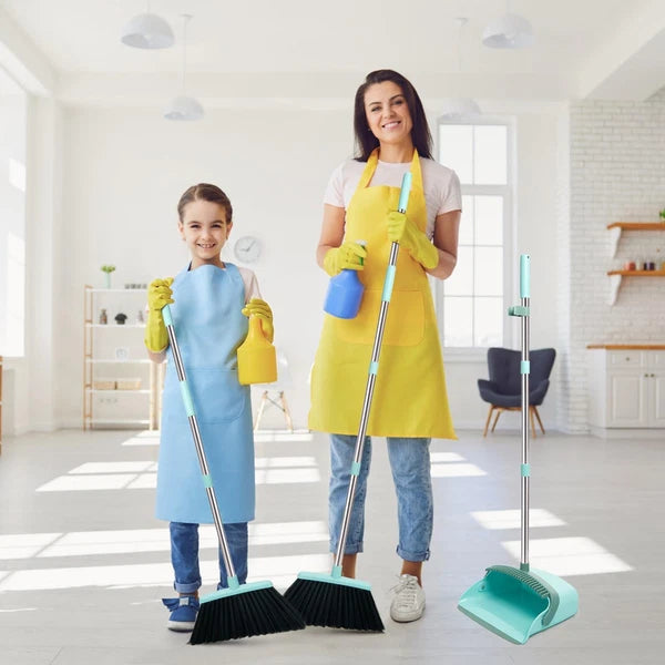 Broom and Dustpan Set Dustpans with Broom Combo for Home Heavy Dust Broom and...