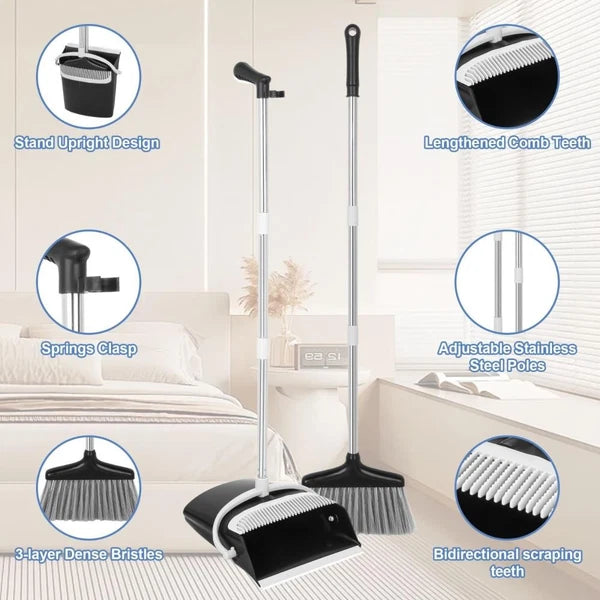 Broom and Dustpan Set Lightweight Upright Lobby Broom and Dust Pan Combo *