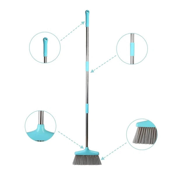 Broom and Dustpan Set 48"Long Handle and Collapsible Combo for Home Office