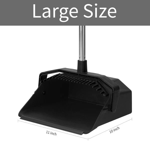 Heavy Duty 3-Pack Broom with Long Handles and Smart Dustpan - Time-Saving Design