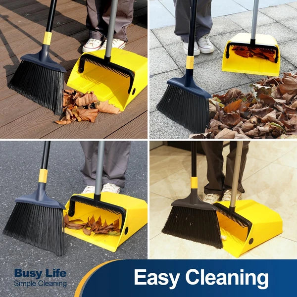 Commercial Broom and Dustpan Set with Comb Commercial Outdoor Indoor for Cour...