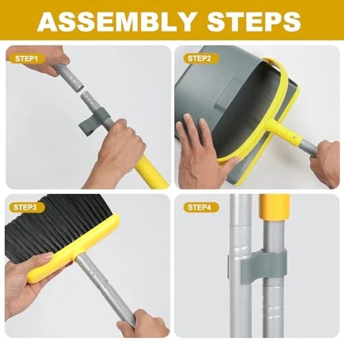 Broom and Dustpan Set with 54 Inch Long Handle - Perfect Dust Pan and Brush