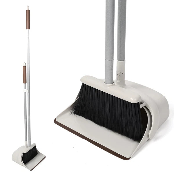 54" Long Handled Broom and Dustpan Set - Perfect Dust Pan and Brush Combo for...