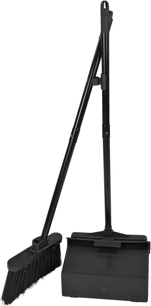 Duo-Pan Lobby Broom and Dustpan Set – 36" Upright Broom with 2-Piece Handle a...