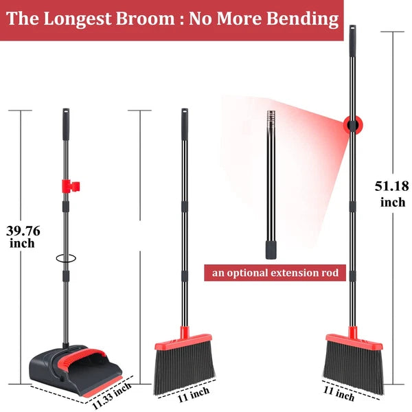 Broom and Dustpan Set for Home Stand Up Broom and Dustpan Combo for Office In...