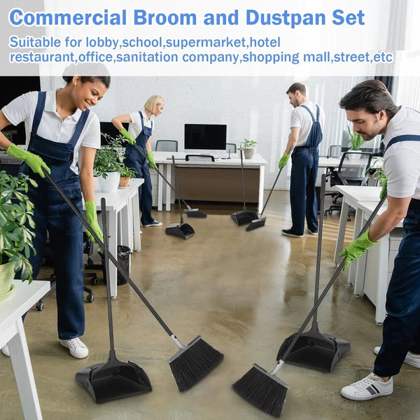 6 Set Broom with Dustpan Combo Set with 54 Inch Long Handle Commercial Lobby ...