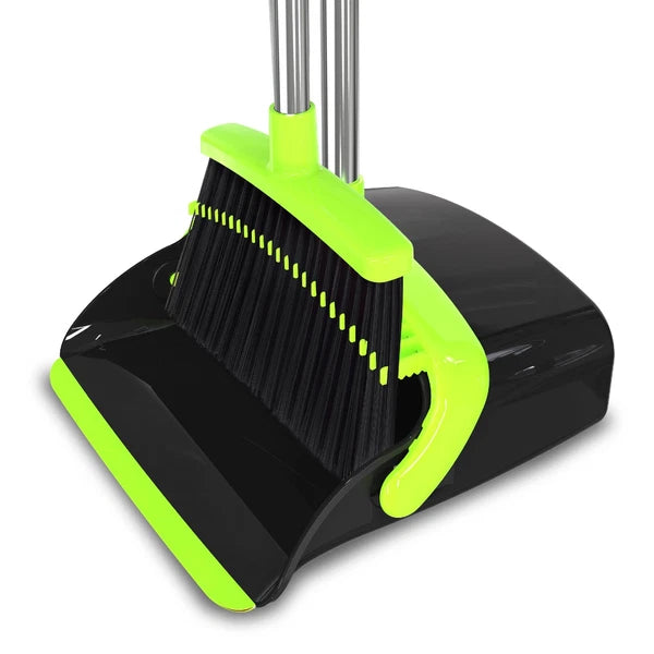 Broom and Dustpan Set 55", Long Adjustable Stainless Steel Handle, Upright, L...