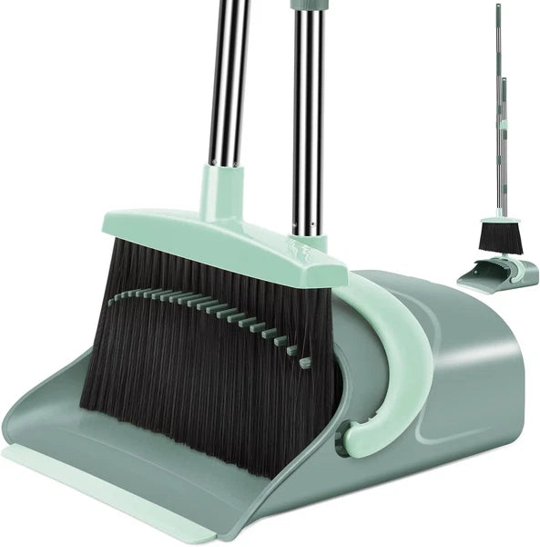 Broom & Dustpan Combo Set - 50.6" Long Handle, Upright, 4X More Pet Hair Removal