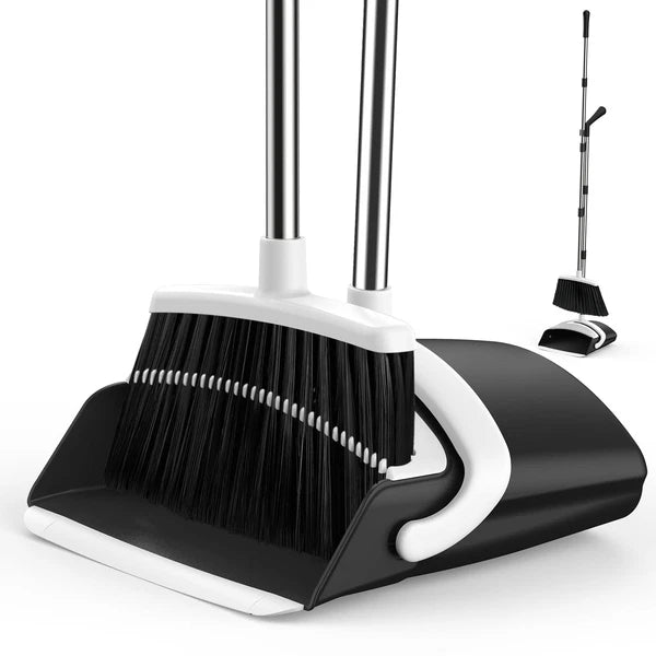 Broom and Dustpan Set for Home, 51-in Long Adjustable Handle Angle Broom and ...