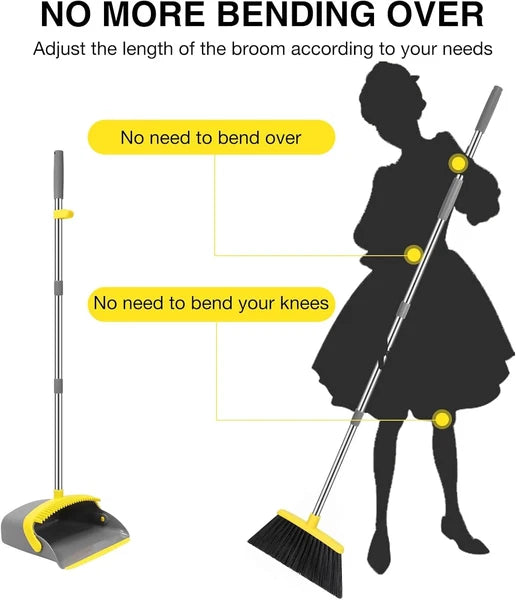 Broom dustpan set, adjustable handle broom dustpan combination