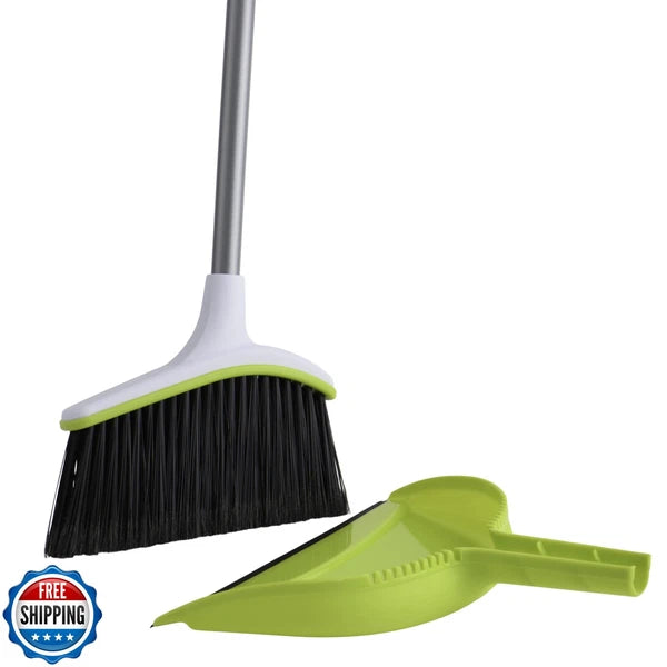 Casabella Basics 2-Piece Angled Broom and Dustpan Set, 44" Angled Broom with