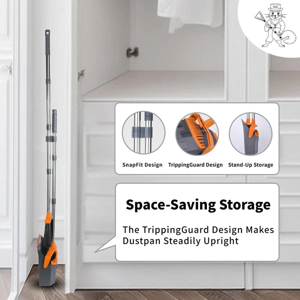 Broom And Dustpan Set Large Brooms And Dust Pans With 51'' Long Handle Upright B