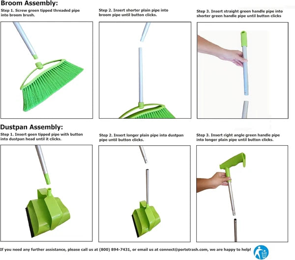 Broom and Dustpan Set for Home, Angled Broom and Upright Dustpan with Extendable