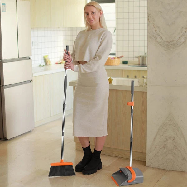 Broom and Dustpan Set for Home Broom and Dustpan Combo for Office Long Handle...